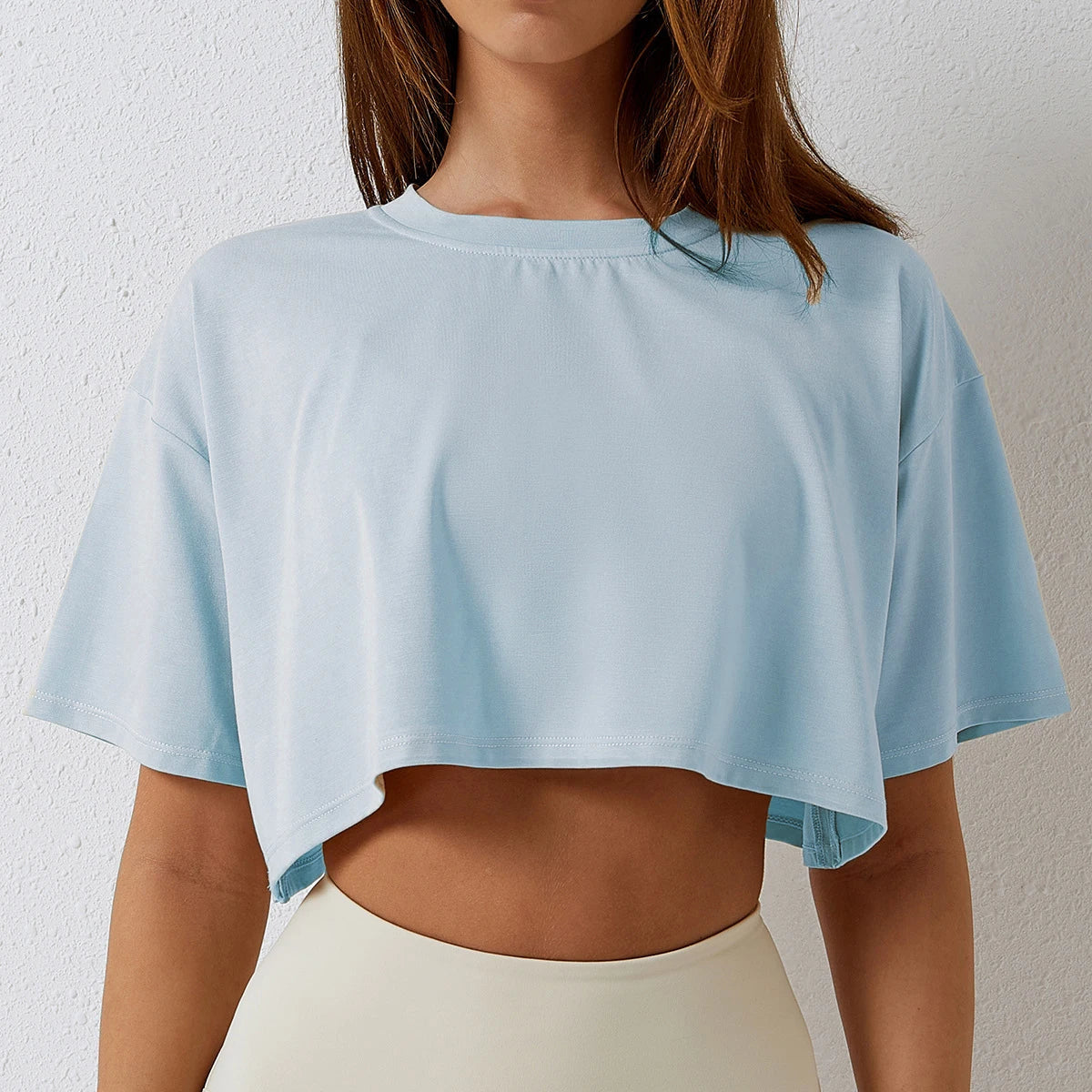 Cotton Women Short Sleeve Dance Running Clothes Yoga Fitness Crop Top Navel Baring New Sport T-shirt Loose Gym Workout Shirts Quick Pick Grocers